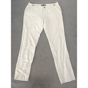 Banana Republic Women's 00P Petite Linen Cotton Pants Beige Straight Leg